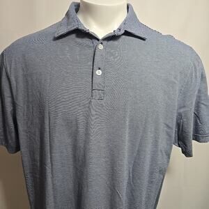Peter Millar Crown Soft Golf Polo Shirt Men Size XL Blue Striped Pima Silk Blend
